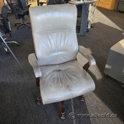 Keilhauer Grey Leather Vintage Style Executive Office Task Chair